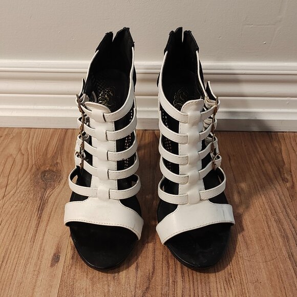 Black and White Mesh High Heels - Sz 8.5 - Picture 2 of 8